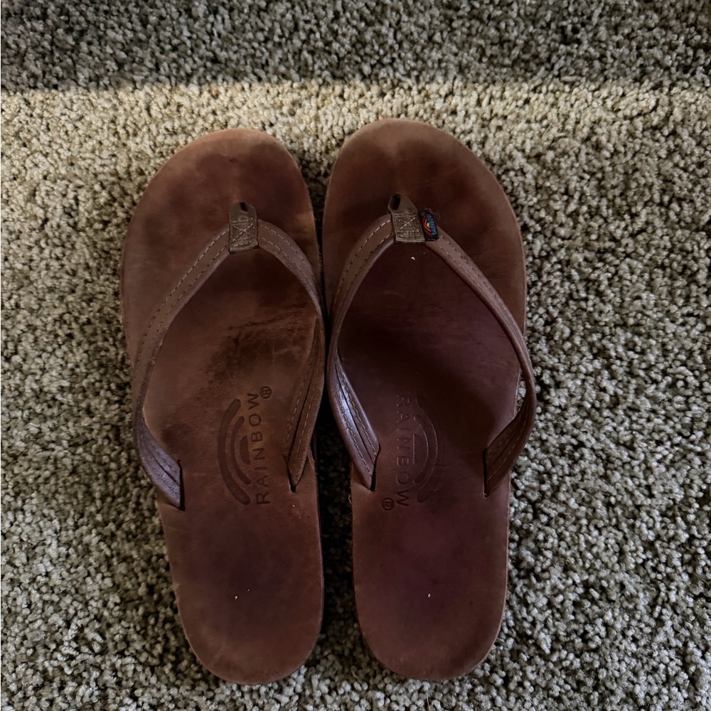 Rainbow Men’s Dark Brown Leather Flip Flops
